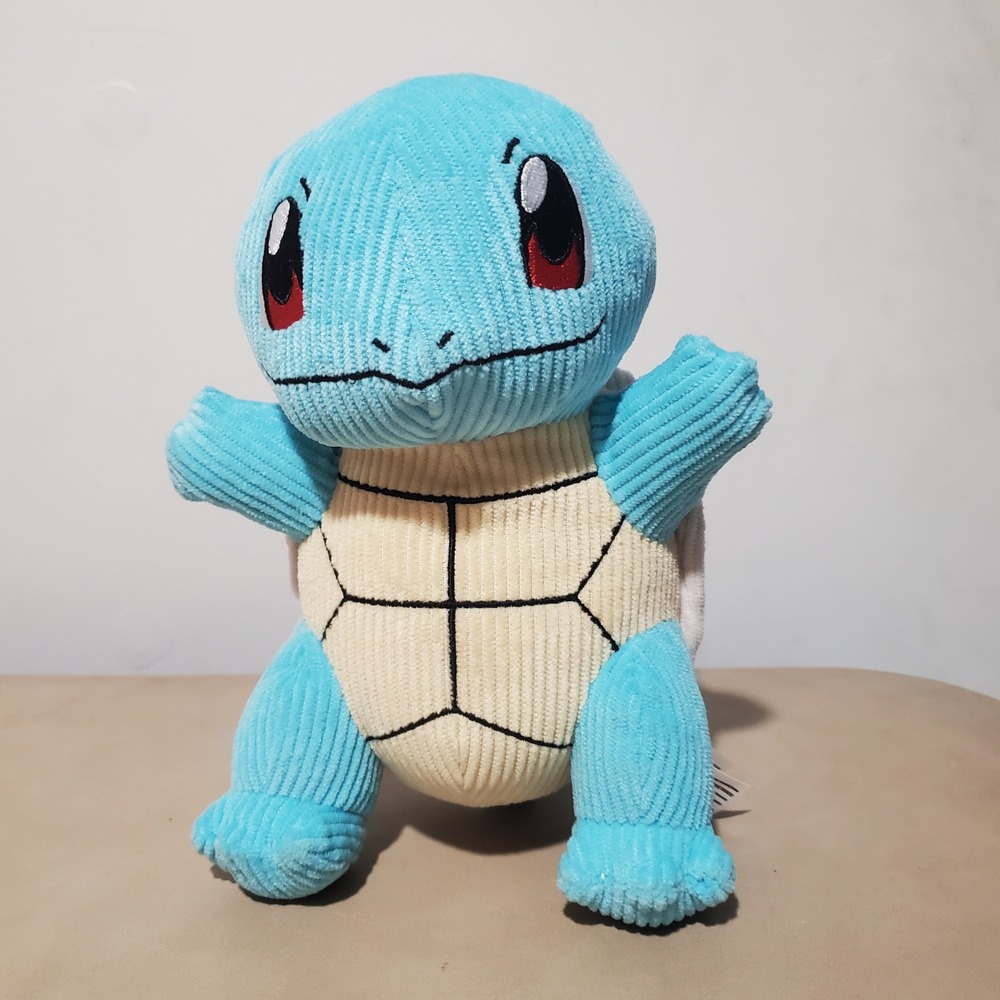 Pokemon Squirtle Plush 8 inch Blue Corduroy Ribbed Textured Stuffed Animal 2022